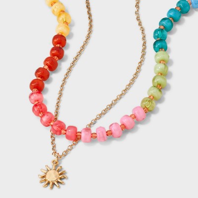 Beaded Sun Drop Multi-Strand Pendant Necklace - Universal Thread™