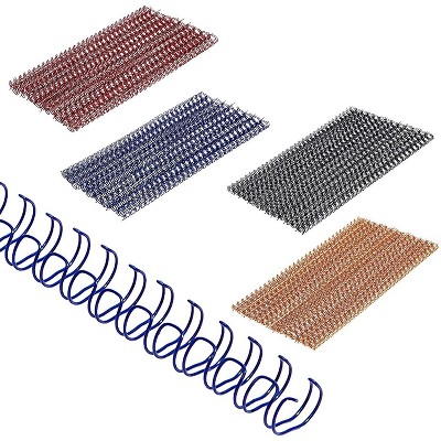 Stockroom Plus 100 Pack Loop Wire Binding Spines 3/8", Assorted 4 Colors, 70 Sheet Capacity