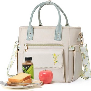 Deluxe Insulated Lunch Box Bag Women - Leakproof Waterproof Cooler with Multi Pockets Removable Strap for Work Picnic - Christmas Birthday Gifts - 1 of 4
