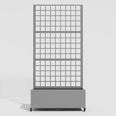 Lirago 6 ft. H x 3 ft. W Metal Planter Box privacy screen Garden Bed with Trellis and Wheels - Gray