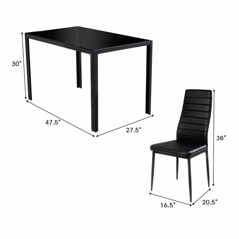 Costway 7 PCS Kitchen Dining Table Set Breakfast Furniture w/ Glass Top Padded Chair, 2 of 13
