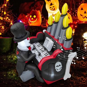 Costway 5.2 FT Halloween Inflatable Skeleton Playing Piano Yard Decoration with LED Lights - 1 of 4
