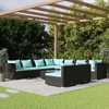 vidaXL Garden Lounge Set Black with Water blue cushions - 2 of 4