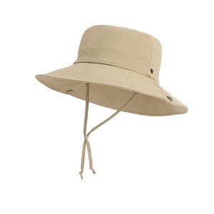 Anna-Kaci Foldable Wide Brim Bucket Hat with Chin Strap for Sun Protection and Outdoor Hiking Travel Beach Adventures - 1 of 4
