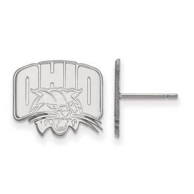 Black Bow Jewelry 14k White Gold Ohio Bobcats NCAA Post Earrings