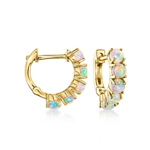 Pure Collection by Ross-Simons Opal Huggie Hoop Earrings in 14kt Yellow Gold - 1 of 4
