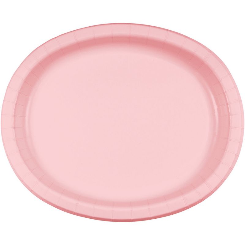 24ct Classic Pink Oval Plates Pink, 1 of 4