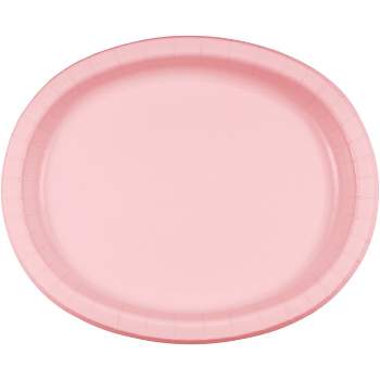 24ct Classic Pink Oval Plates Pink