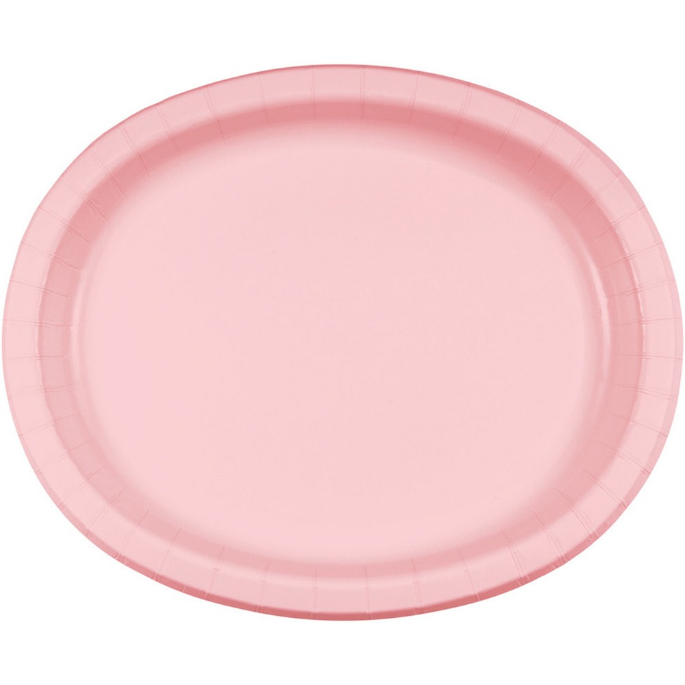 24ct Classic Pink Oval Plates Pink