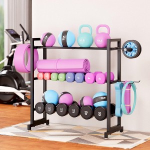 MOEPISY Adjustable 3-Tier Dumbbell Rack, Heavy-Duty Metal Weight Storage Stand for Dumbbells, Kettlebells, and More - 1 of 4