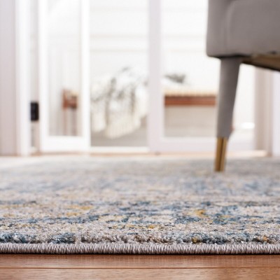 Valencia Blue and Gold Hand-Knotted Square Area Rug