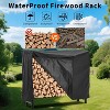 Acekool Firewood Rack with Waterproof Cover, Heavy-Duty Steel Wood Holder for Indoor Outdoor, All-Weather Storage - 2 of 4