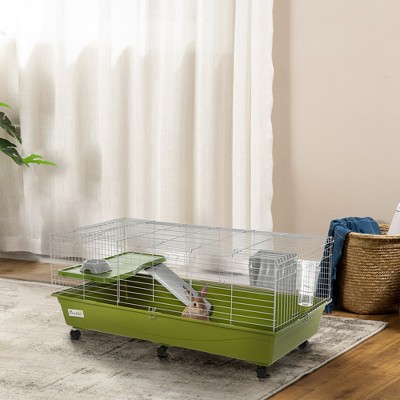 Green Small Animal Cage with Ramp and Platform