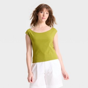 Women's Slim Fit Short Sleeve Off the Shoulder Top - A New Day™ - 1 of 3