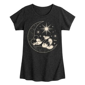 Girls' - Disney - Mickey On Celestial Moon Fitted Short Sleeve Graphic T-Shirt - 1 of 4