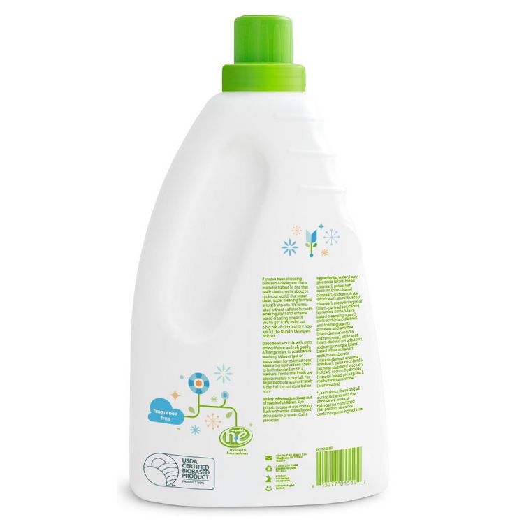 Babyganics 3x Laundry Detergent Fragrance Free - 60 fl oz, 2 of 3