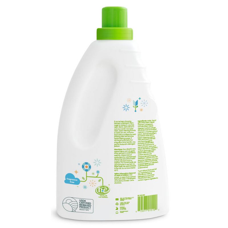 Babyganics 3x Laundry Detergent Fragrance Free - 60 fl oz, 3 of 8