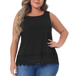 Agnes Orinda Women's Plus Size Swing Lace Flowy Sleeveless Casual Tank Tops - 1 of 4