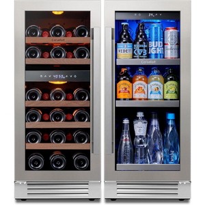 Ca'Lefort 15" Wine and Beverage Fridge Cooler Combo, Hold 80 Cans and 28 Bottles Freestanding & Built-in for Kitchen Office - 1 of 4