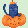 Girl's Design By Humans Halloween Cat In A Pumpkin By wubbadub T-Shirt - 2 of 3