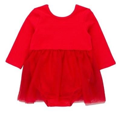 RuffleButts Baby/Toddler Girls Long Sleeve Tulle Skirted Romper