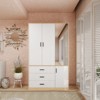 Keloyid White Wood 42.52 in. Armoire with 3 Drawers, 3 Shelves and Hanging Rods - 4 of 4