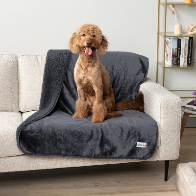 PetAmi Waterproof Dog Blanket For Pet Cat, Faux Shearling Fleece Couch Cover, Soft Plush Washable Reversible Throw