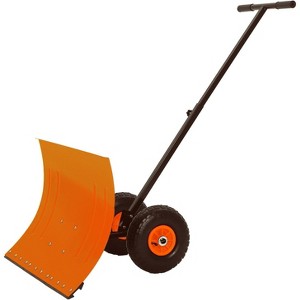 29" Wheeled Snow Shovel for Driveway Adjustable Height & 5-Angle Blade with Ergonomic Handle - 1 of 4