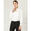 INSPIRE CHIC Women's Office Keyhole Elegant Stand Collar Long Sleeve Back Neck Button Blouse - 3 of 4