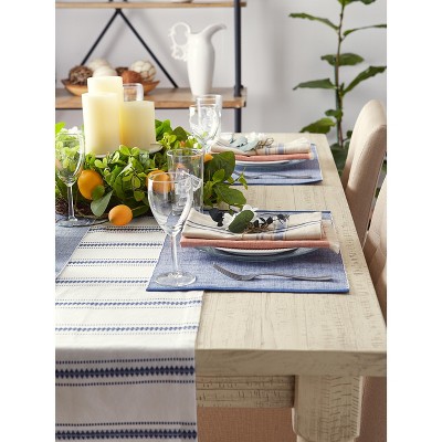 French Blue Eco-Friendly Ribbed Fabric Placemats, 13x19, Set of 6