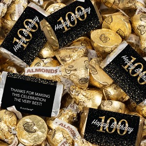 128 Pcs 100th Birthday Candy Party Favors Hershey's Miniatures & Almond Kisses (1.58 lbs) - 1 of 4