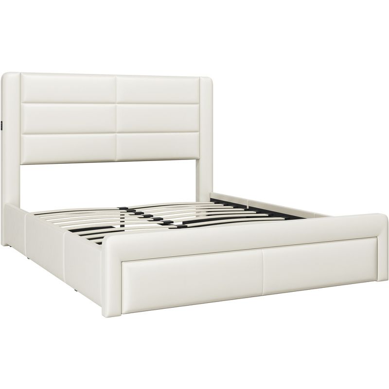 Yaheetech Upholstered Bed Frame with 3 Storage Drawers and Built-In USB Ports, 1 of 7