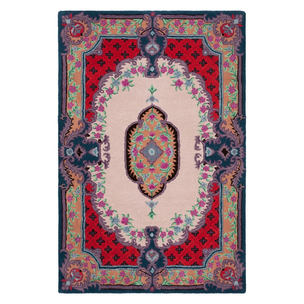 5'x8' Medallion Tufted Area Rug Ivory/Pink - Safavieh