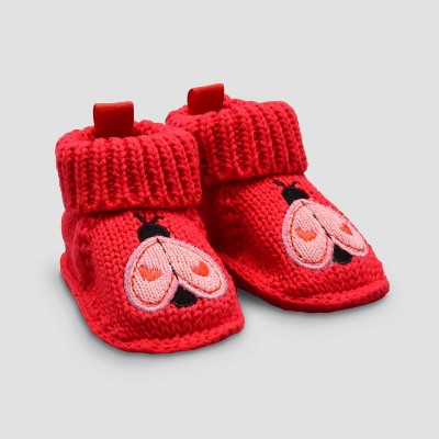 Image of Carter's Just One You® Baby Bug Knitted Slippers - Red 0-3M
