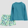 Carter's Just One You&#174 Toddler Boys' Long Sleeve Tropical Rash Guard Swimsuit Sets - Teal Blue - 2 of 4
