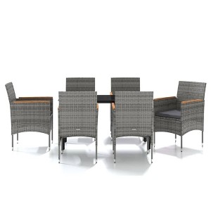 vidaXL Patio Dining Set Outdoor Dining Set Table and Chair Set for Garden - 55.1" Table Length Gray and Black 6 Piece - 1 of 4