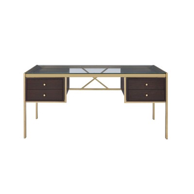 Yumia Desk Gold/Clear Glass - Acme Furniture