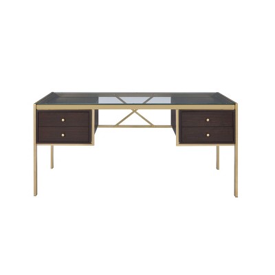 Yumia Desk Gold/Clear Glass - Acme Furniture