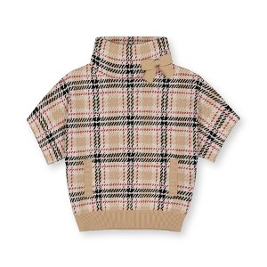 Hope & Henry Girls' Mock Neck Sweater Cape (Beige, XX-Small) - 1 of 4