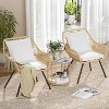 PAKASEPT 3Pcs Patio Bistro Set Round Table Chairs, Wicker Patio Furniture, Patio Furniture with Glass Top Coffee Table for Lawn, Garden, Backyard - 3 of 4