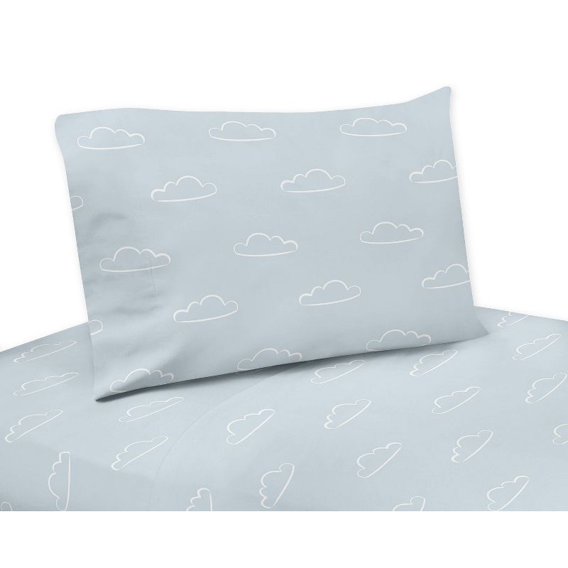 3pc Airplane Clouds Twin Kids&#39; Sheet Set Blue and White - Sweet Jojo Designs, 1 of 5