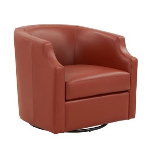 Comfort Pointe Erenson Grain Leather Swivel Glider Barrel Chair Caramel - 1 of 4
