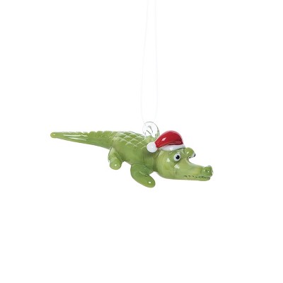 Gallerie II Santa Alligator Artglass Ornament