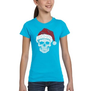 LA Pop Art Santa Skull - Girl's Word Art T-Shirt - 1 of 4