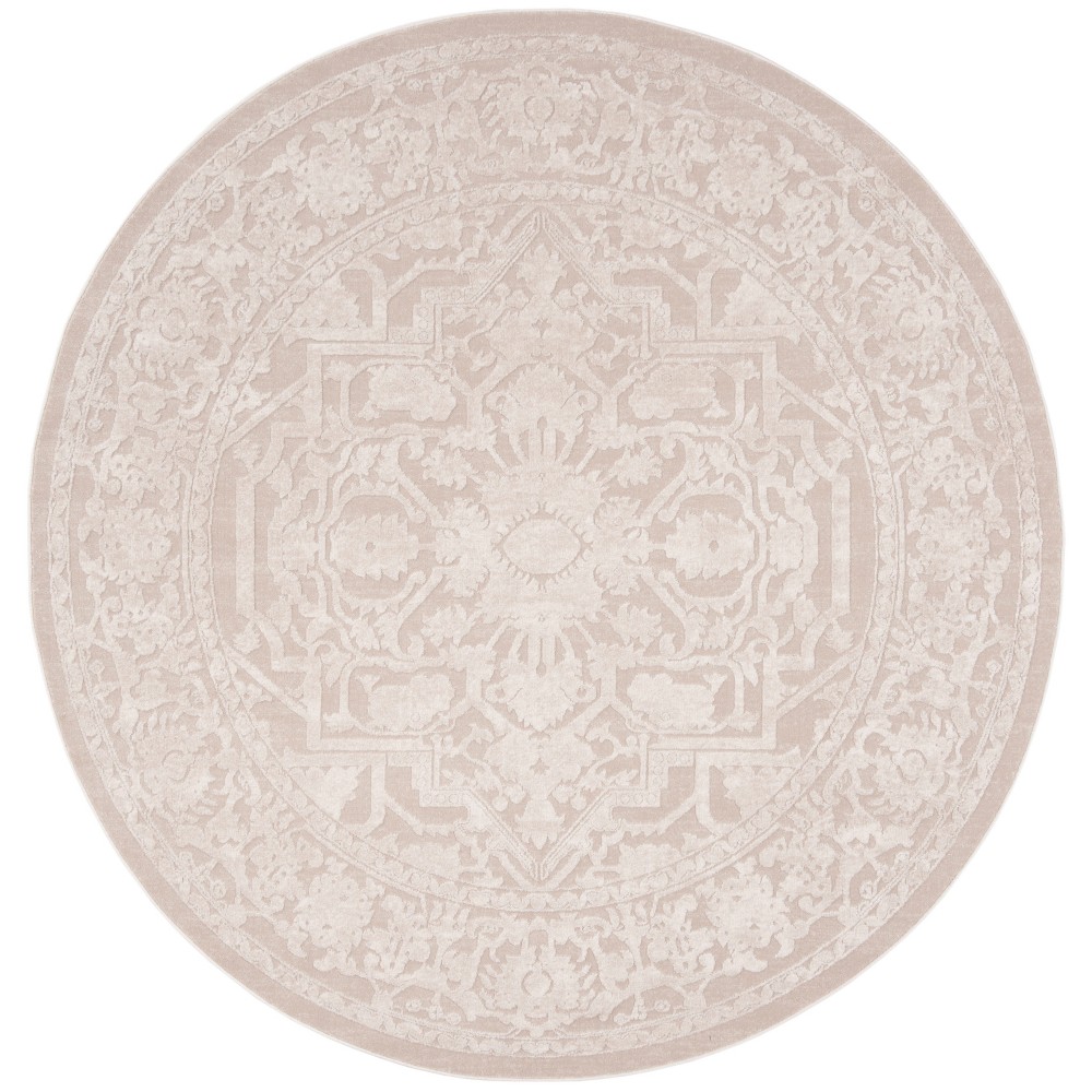 6'7in Round Danika Floral Loomed Area Rug Cream/Ivory - Safavieh