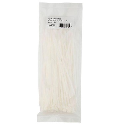 Monoprice Cable Tie 8 inches 40 lbs, 100 pcs/pack, White