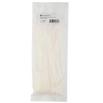 Monoprice Cable Tie 8 inches 40 lbs, 100 pcs/pack, White