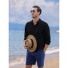 Men's Cotton Linen Sets 2 Piece Tracksuits Long Sleeve Casual Summer Beach Outfits Button Down Shirts and Shorts - 3 of 4
