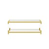 TOAOTBNBO Living Room Table, Minimalist Coffee Tables with Acrylic Legs, Metal Center Table with Glass Tabletops, Golden - 2 of 4