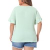 Agnes Orinda Women's Plus Size Short Flounce Sleeve Casual Summer Round Neck Blouses - 4 of 4